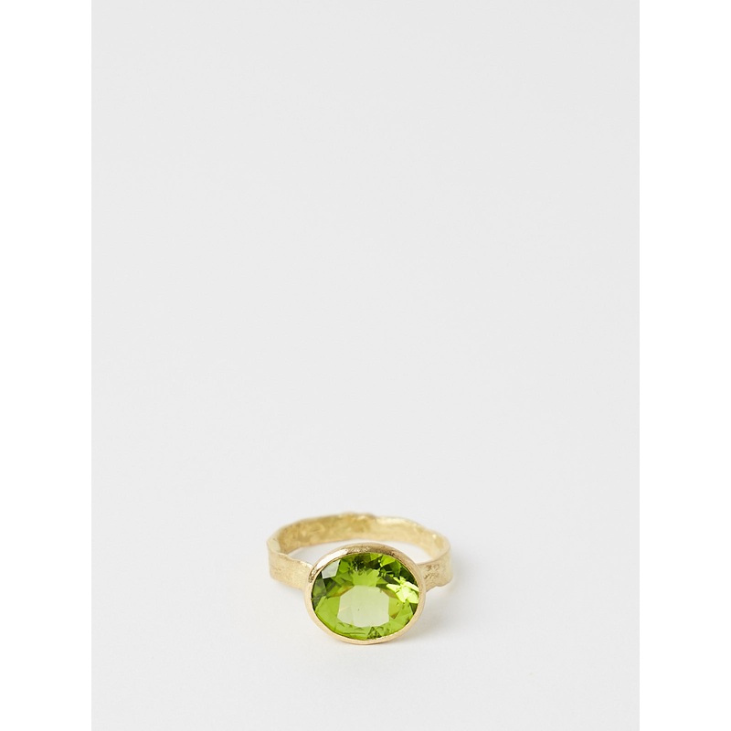 Oval Peridot 18K Gold Organic Ring
