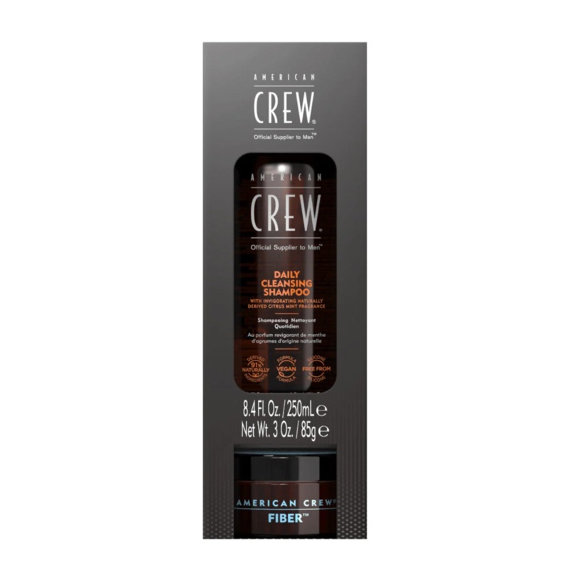 AMERICAN CREW REGIMEN DUO DAILY CLEASING SHAMPOO + FIBER