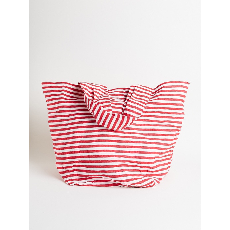 Borsa Bag Spi Fondo Quadro Corta Taschino Lavata in Medium Horizontal Red Stripes