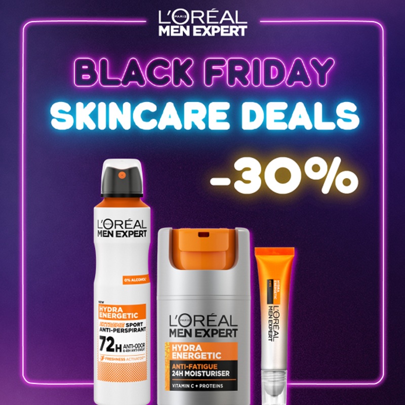 L’Oreal Men Expert – Hydra Energetic Moisturiser, Eye Roll On & Extreme Sport Deodorant Spray Bundle