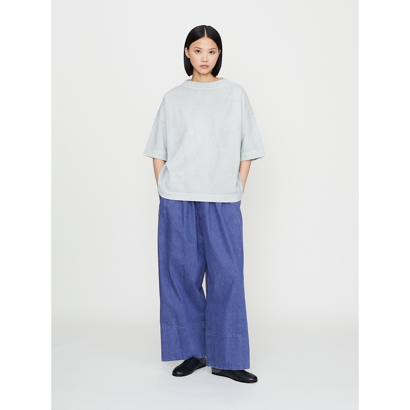 Stand Collar Box Shirt H/S in Light Gray