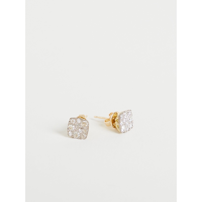 103 Earrings in 18k White, Green and Yellow Gold with White Diamonds