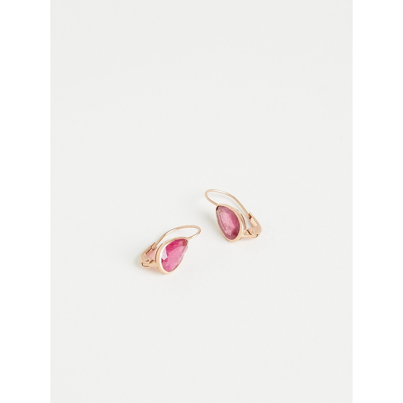 Gwyneth Earrings in 18k Rose Gold with 3.95ct Rubellite Tourmaline Drops