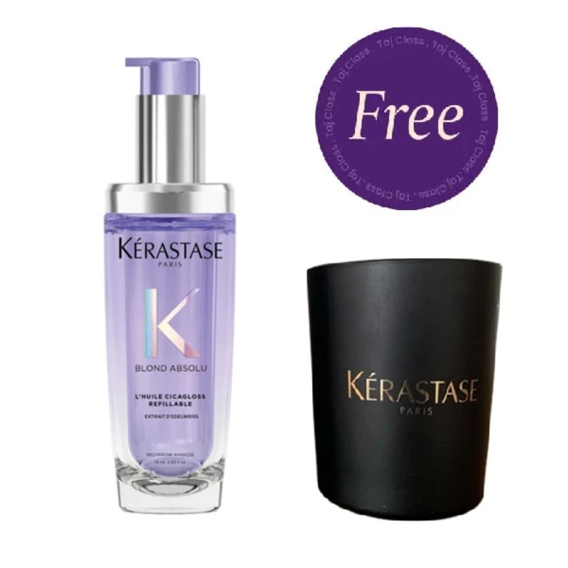 Kerastase Blond Absolu L’Huile Cicagloss Refillable 75ml + Kerastase Parfumee Scented Candle Free