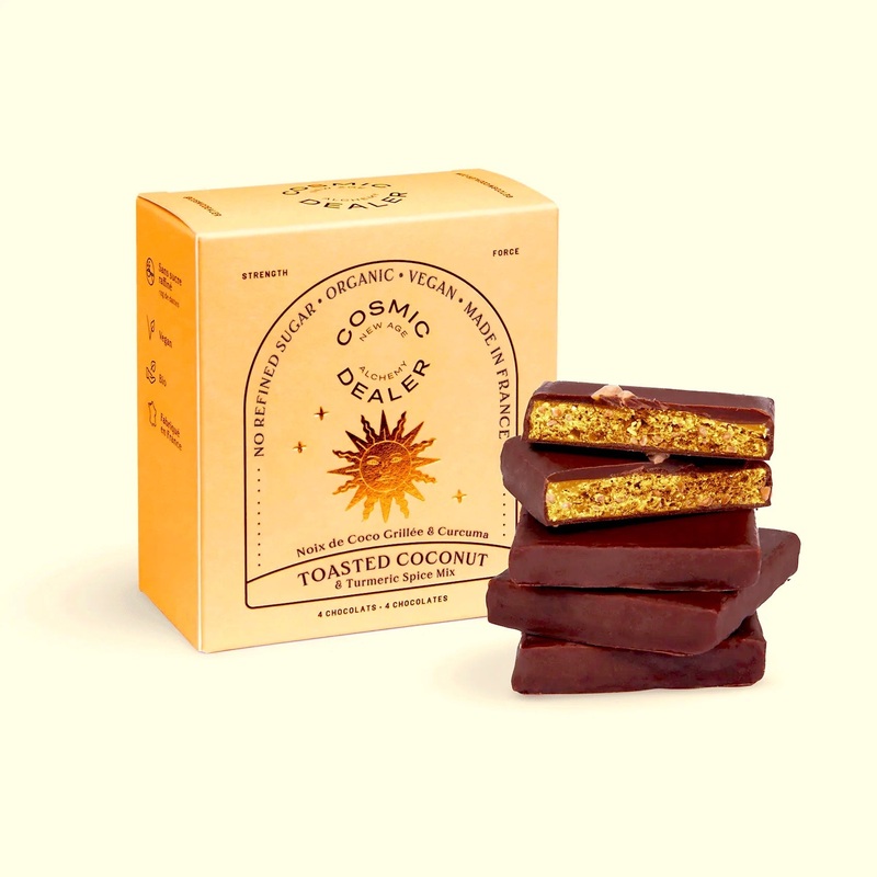 TOASTED COCONUT with Tumeric Spice Mix – 4er Box Chakra Schokolade -COSMIC DEALER