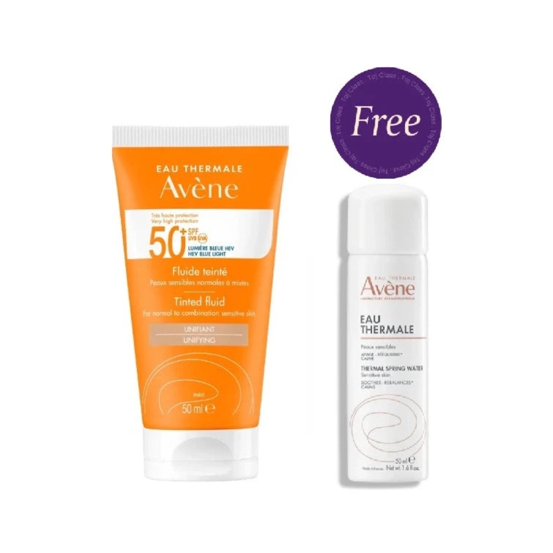 Avene Tinted Fluid Sunscreen SPF 50+, 50 ML + Free Thermal Water Spray 50ml