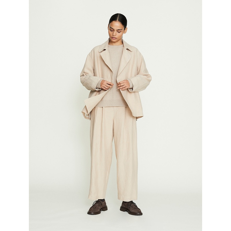 Tuck Front Trousers in Vintage Beige