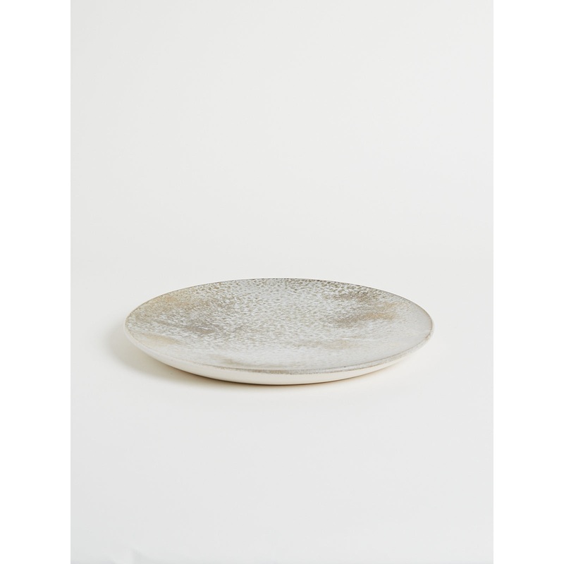 Large Flat Plate Shape #6 in White and Brown