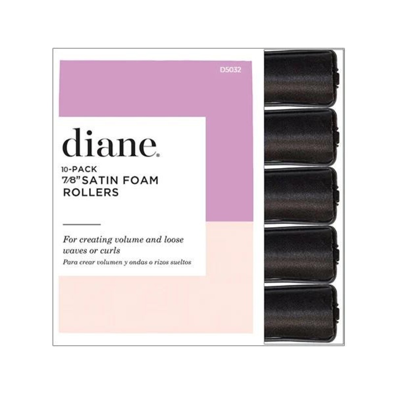 Diane — Satin foam rollers 7/8'' black 10/pack