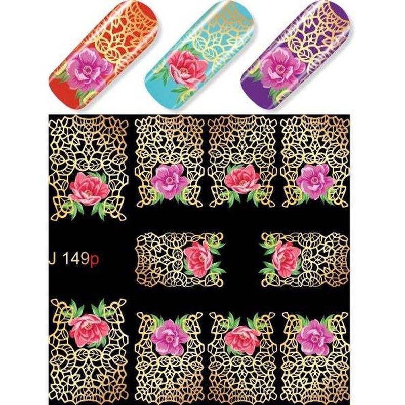 Flower & Gold Design Water Transfer – 149P