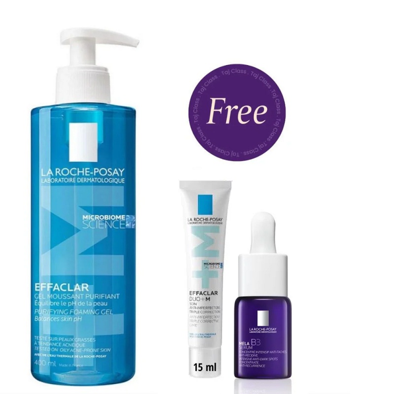 La Roche Posay Effaclar M Foaming Cleansing Gel 400ml + Free Mela B3 Serum 10ml + Free Effaclar Duo Plus 15ml