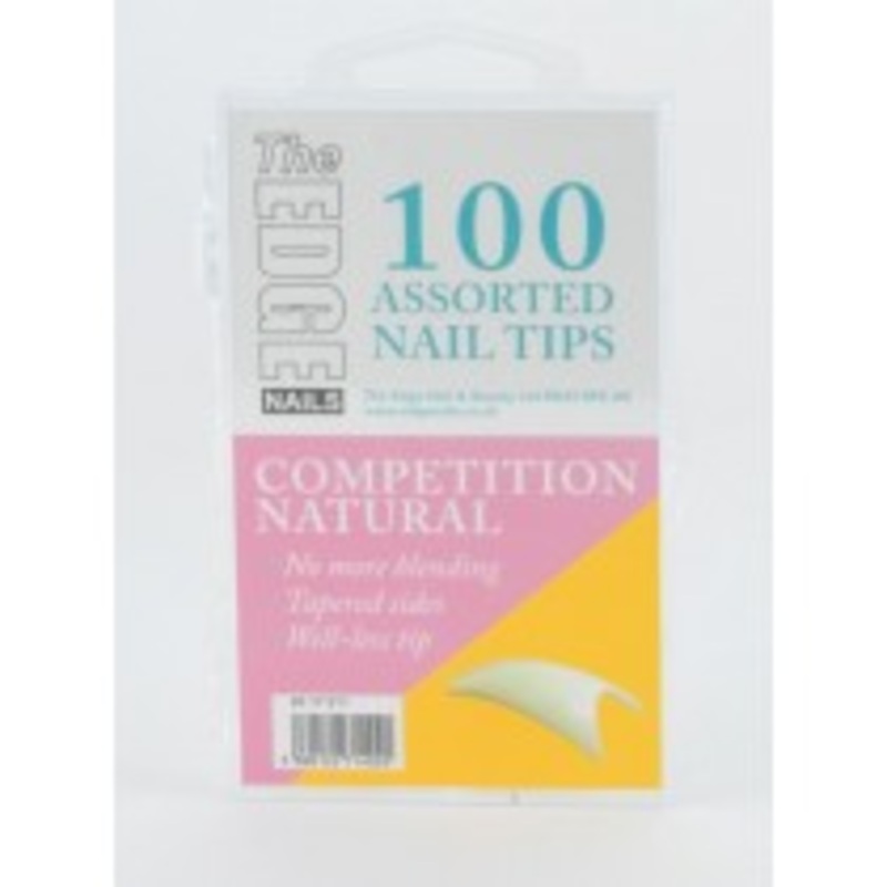 THE EDGE NATURAL COMPETITION NAIL TIPS – BOX OF 100 ASSORTED TIPS