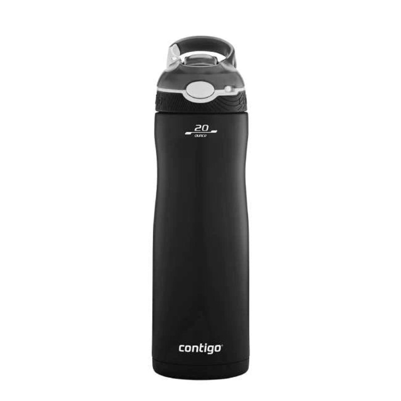 Contigo Autospout Ashland Chill – Vacuum Insulated Stainless Steel Water Bottle 590 ml, Matte Black