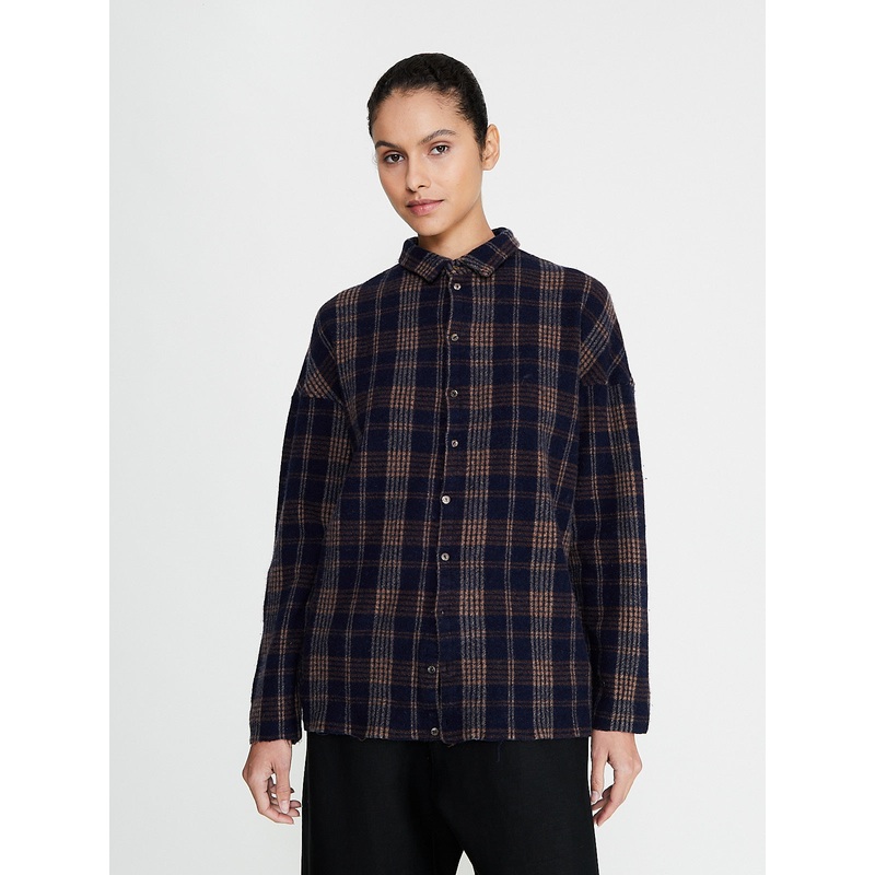 Tartan Soft Collar Shirt in Ink