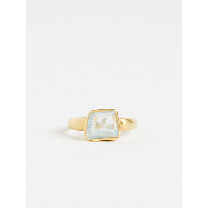 The Bird Lament Greek Ring in 18k Gold with Aquamarine