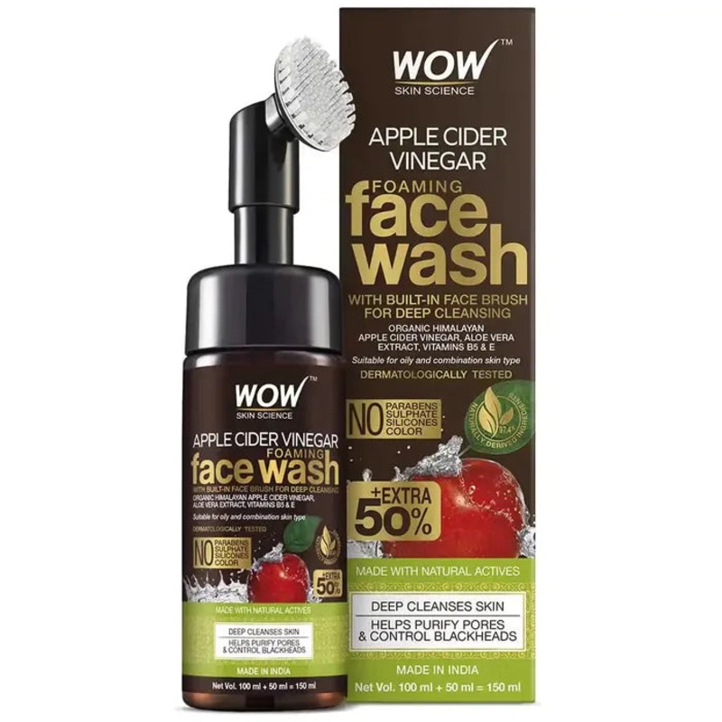 Wow Apple Cider Vinegar Face Wash With Brush 150ml