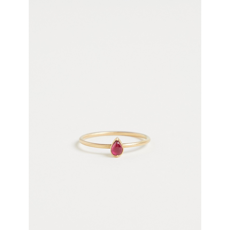 Tiny Pear Ruby Ring in 18k Yellow Gold