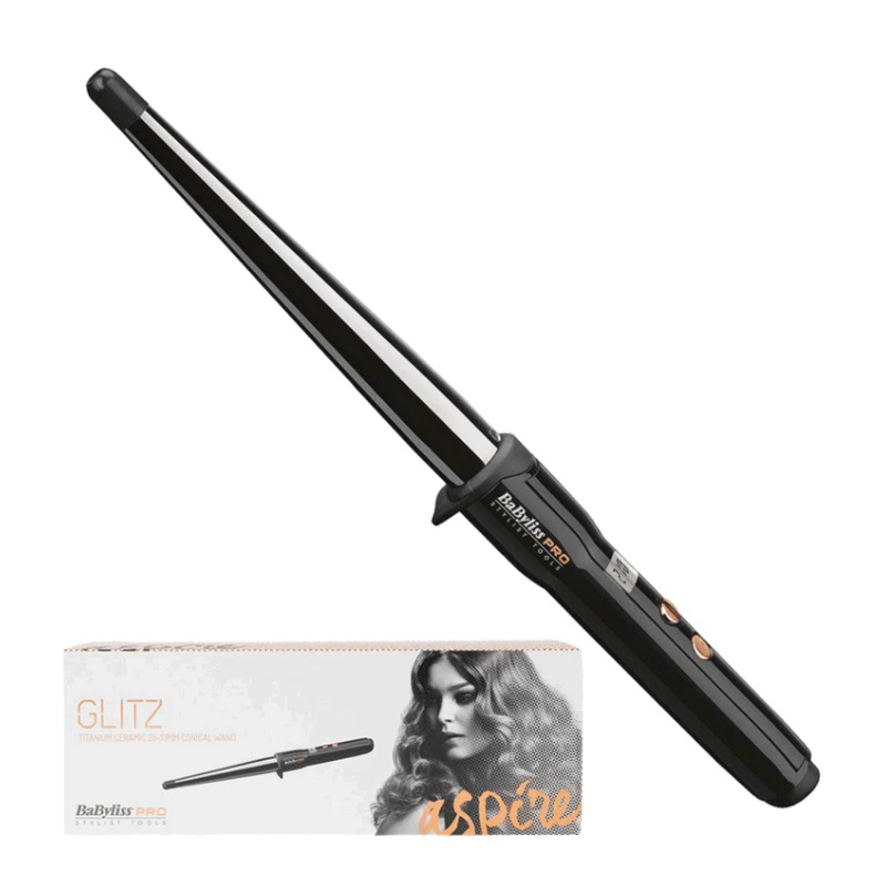 BABYLISS PRO GLITZ TITANIUM CERAMIC 25-13MM CONICAL WAND