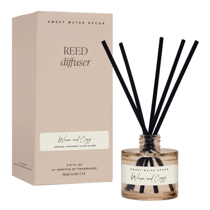 Diffuser “WARM AND COZY” Tinted Glass Jar Reed – Duftstbchen SWEET WATER DECOR
