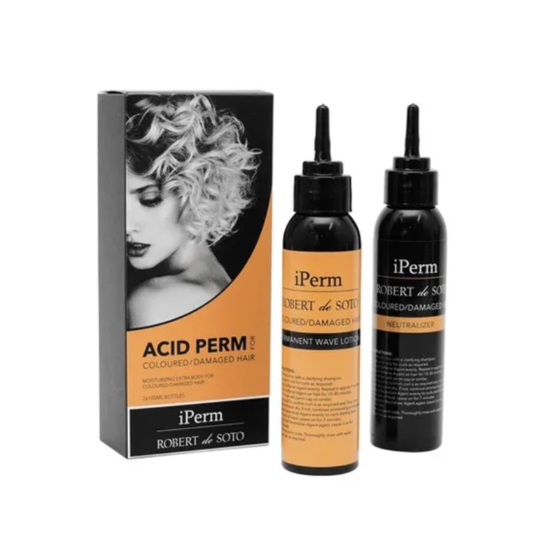 ROBERT DE SOTO IPERM ACID PERM FOR COLOURED DAMAGED HAIR 2X 100ML