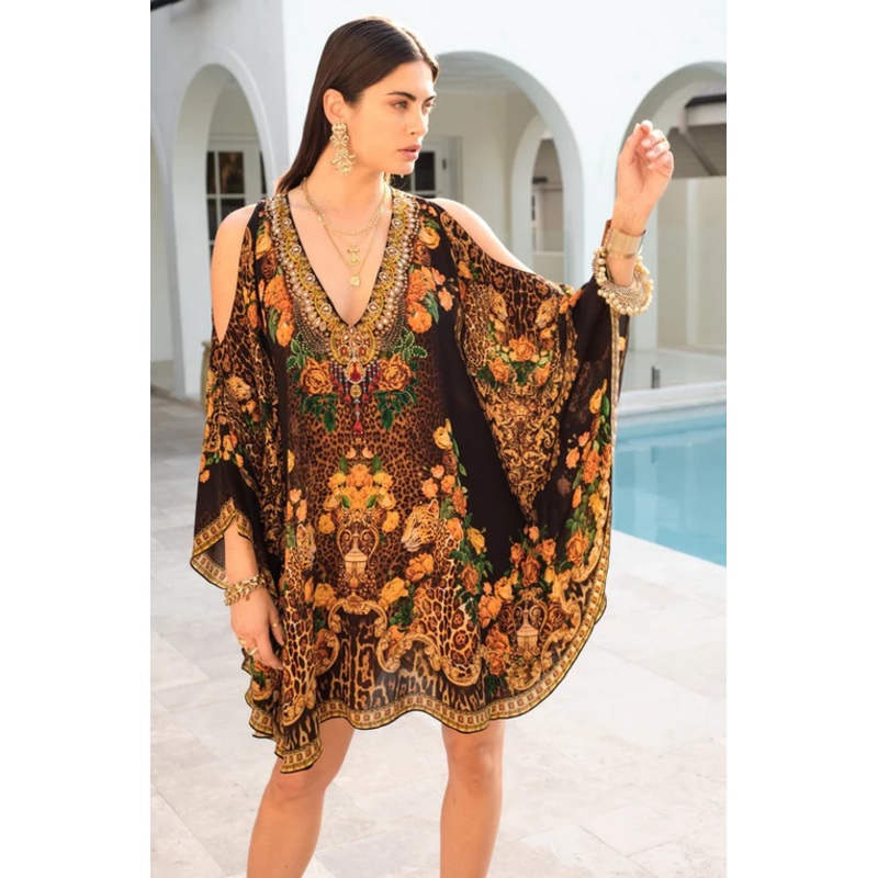 Black Leopardess Kaftan Dress