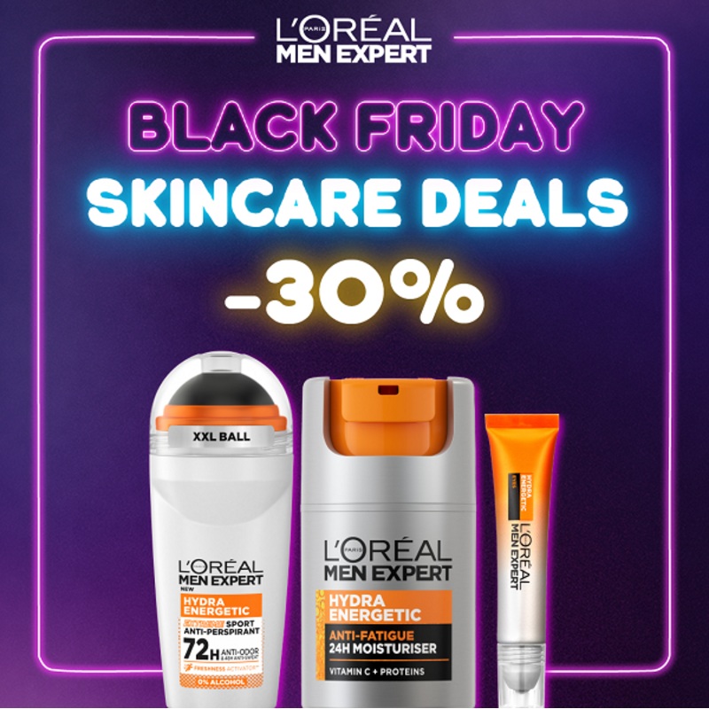 L’Oreal Men Expert – Hydra Energetic Moisturiser, Eye Roll On & Extreme Sport Deodorant Roll On Bundle