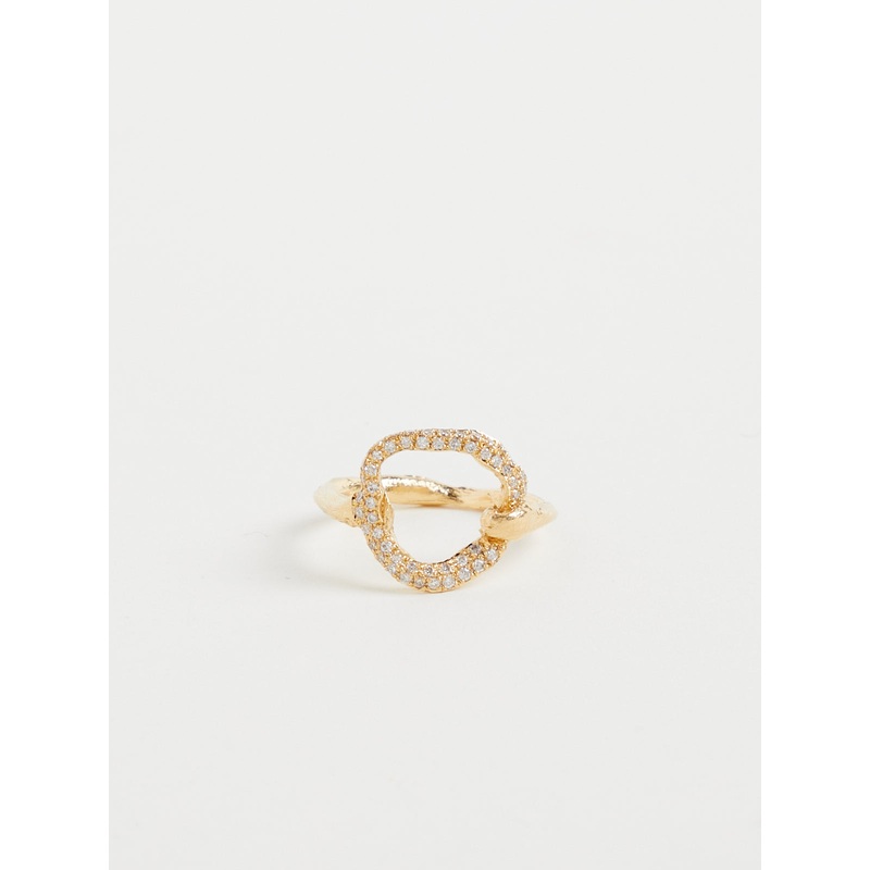 Circle Ring in 18k Yellow with White Diamonds