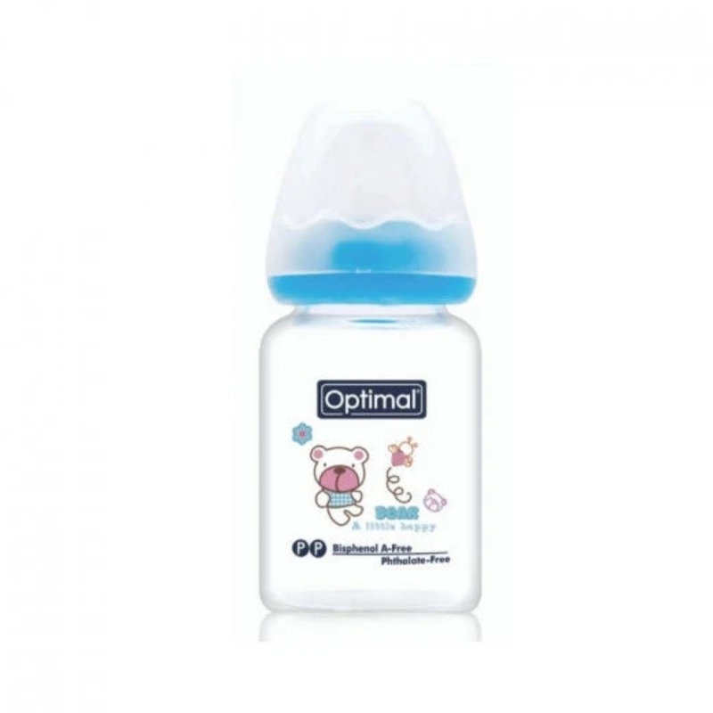 Optimal Glass Feeding Bottle Colored 60Ml Blue With Pink