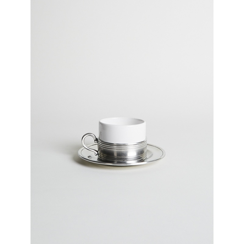 Todi Pewter & Ceramic Tea Cup with Saucer