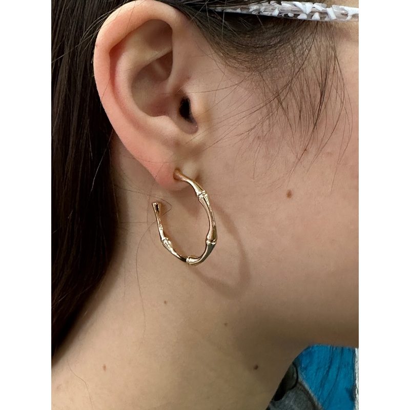 Bamboo Gold Hoop Earrings