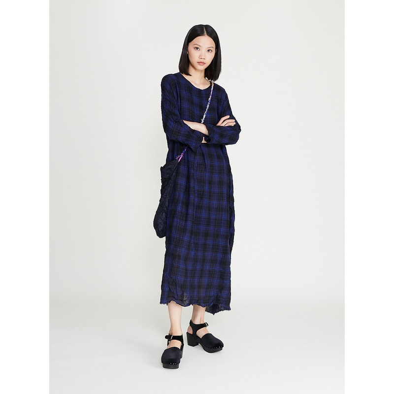 Abito Dress 20.07.06 Di Lavato in Blue Black China Blue Tartan