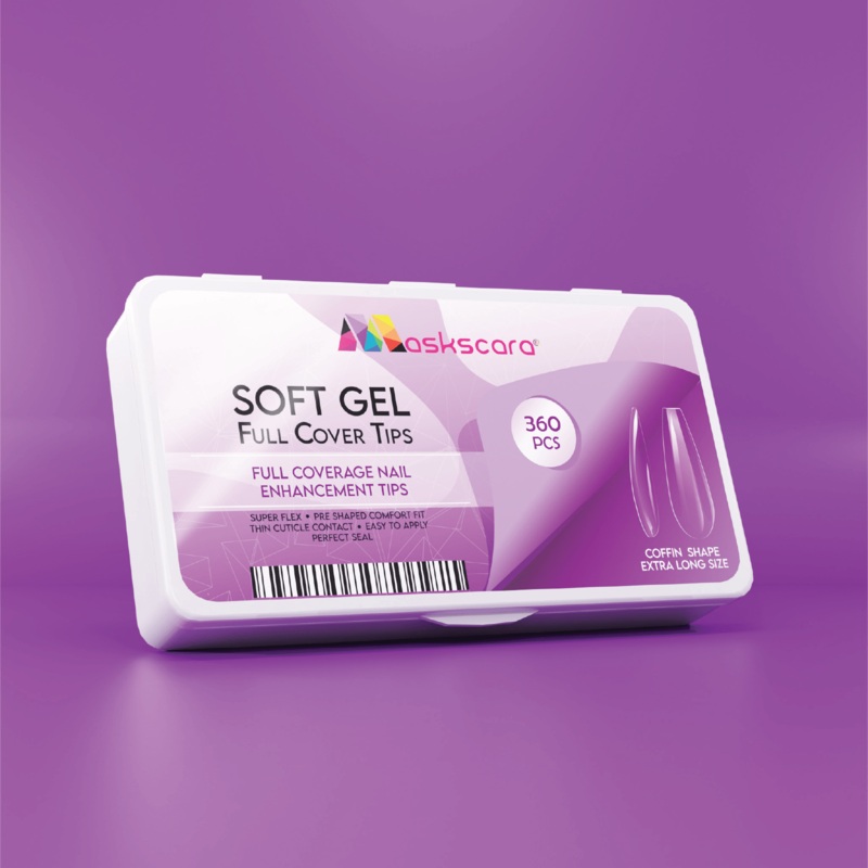 Soft Gel Tips – Full Cover (Coffin Extra Long)
