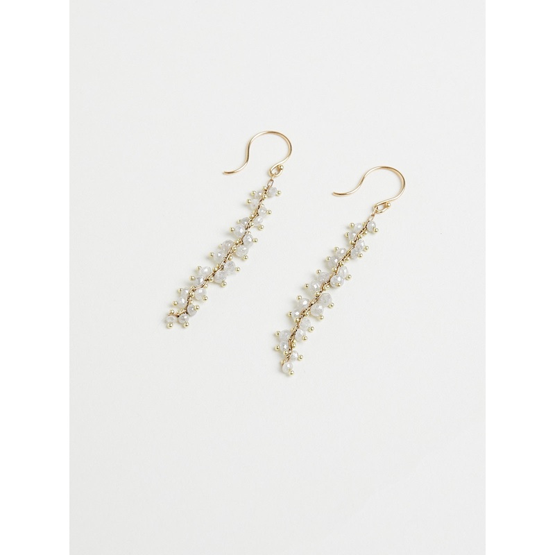 Beaded Long Spiral 8.2ct White Diamond Earring on 18k Yellow Gold