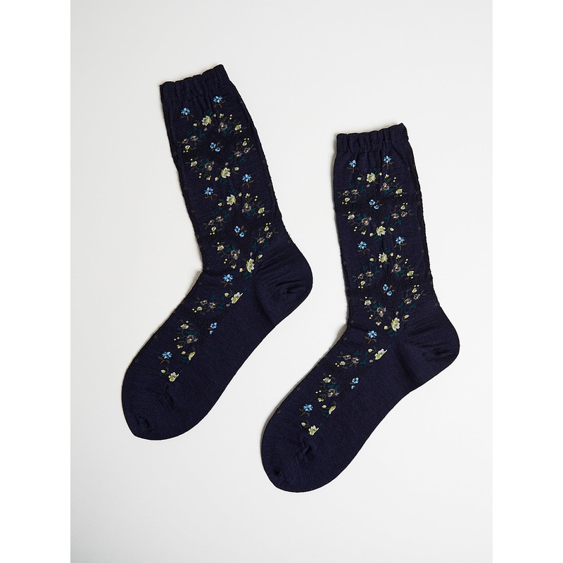 Rose Wall Socks in Navy