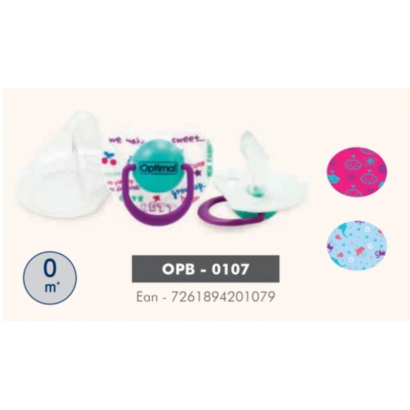 Optimal Orthodontic Silicone Pacifier 0+ Blue ‘Pink ‘Purple ‘White