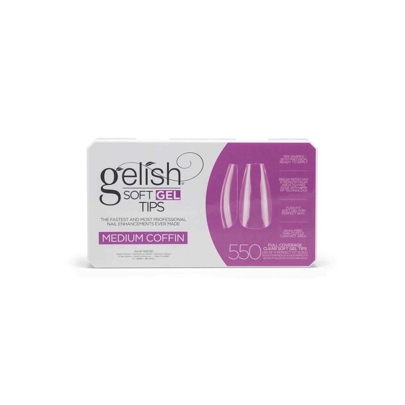 GELISH SOFT GEL TIPS MEDIUM COFFIN