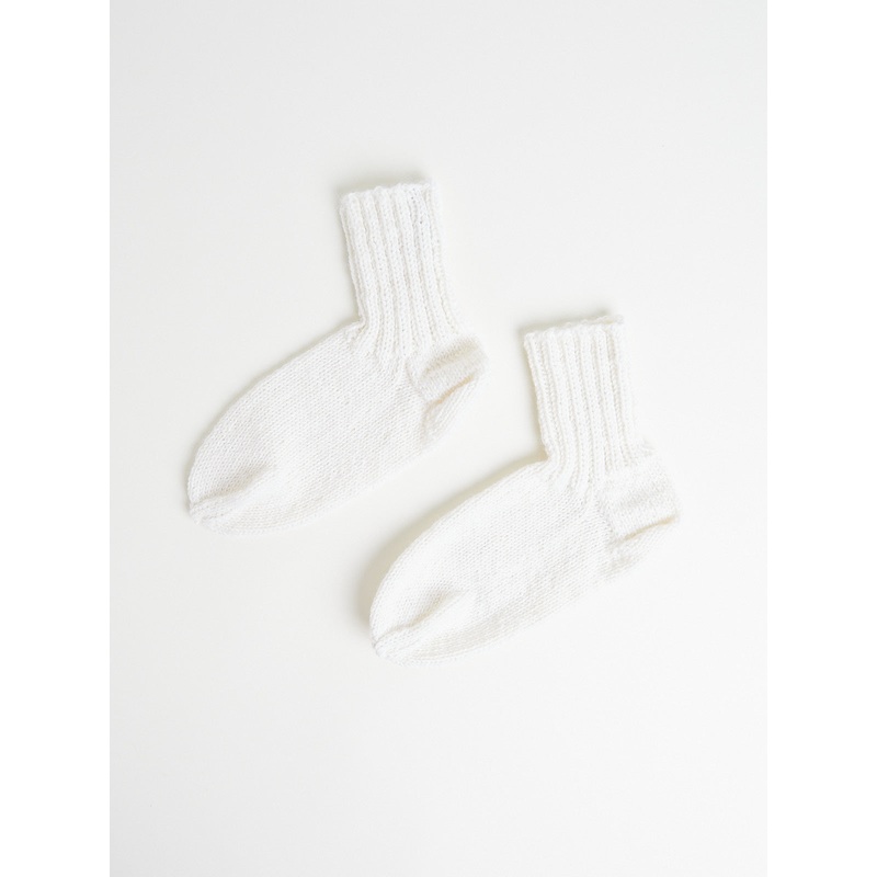 Calzini Hand-Knitted Socks Coste in White