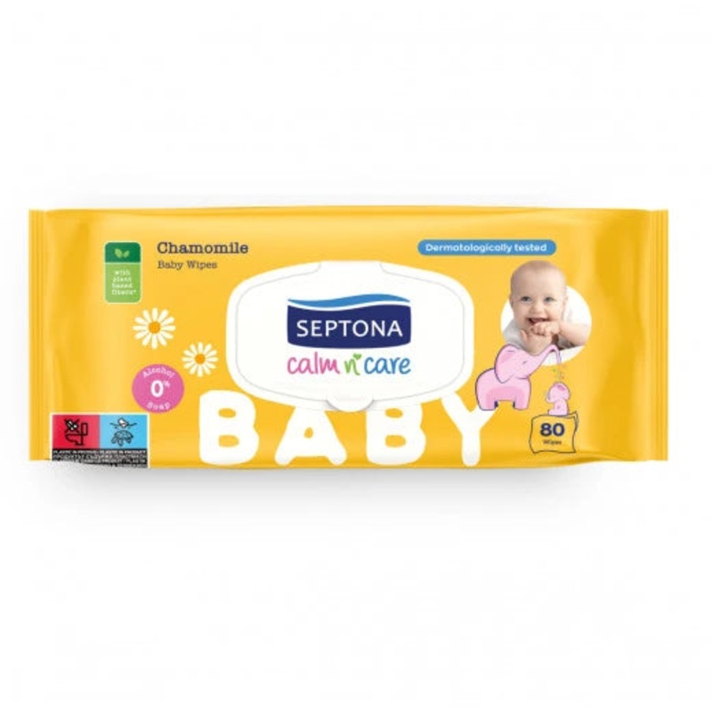 Septona Baby Wipes With Chamomile , 80 Pieces