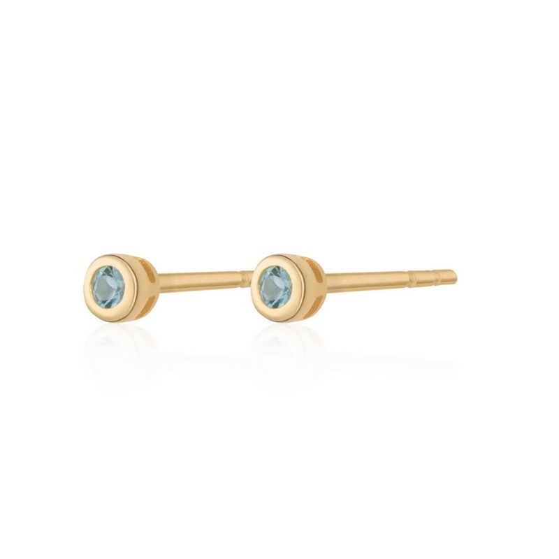 Gold Plated December Birthstone Stud Earrings (Blue Topaz)