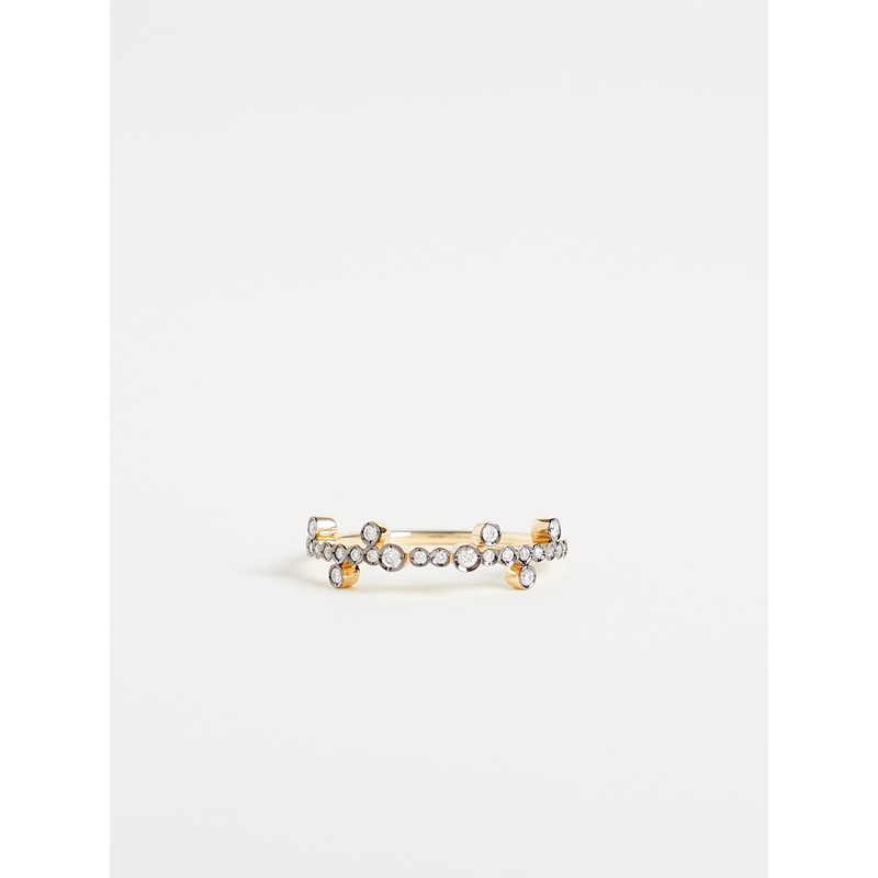 Fleurs Sauvages Ring in 18k Yellow Gold with 0.14ct White Diamonds