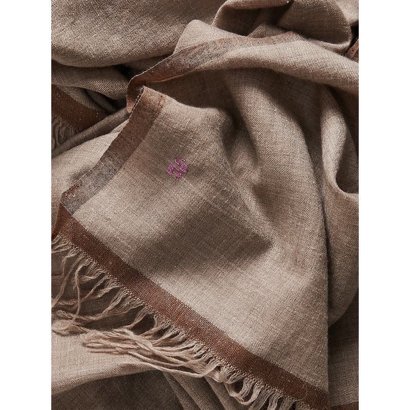 XL Pashmina Shawl in Natural with Brown Edge