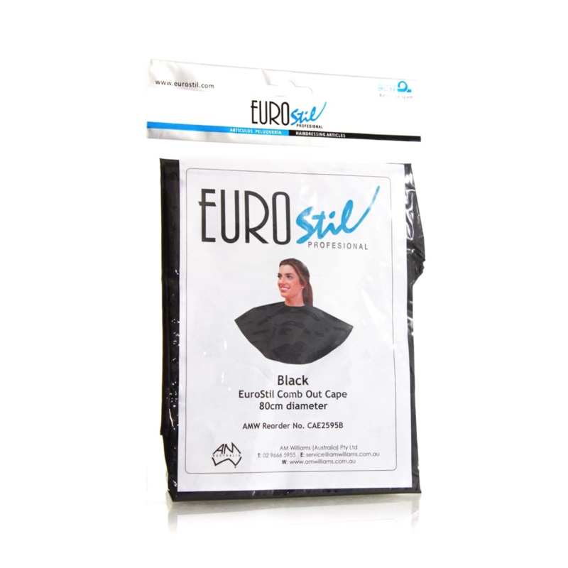 EUROSTIL BLACK COMB OUT CAPE WITH VELCRO CLOSURE