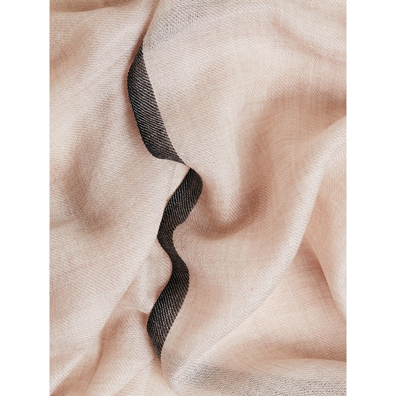 Natural Stripe Feather Shawl in Light Coffee Mlange and Black