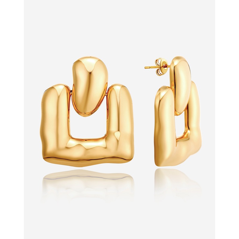 Chunky Square Knocker Stud Earrings