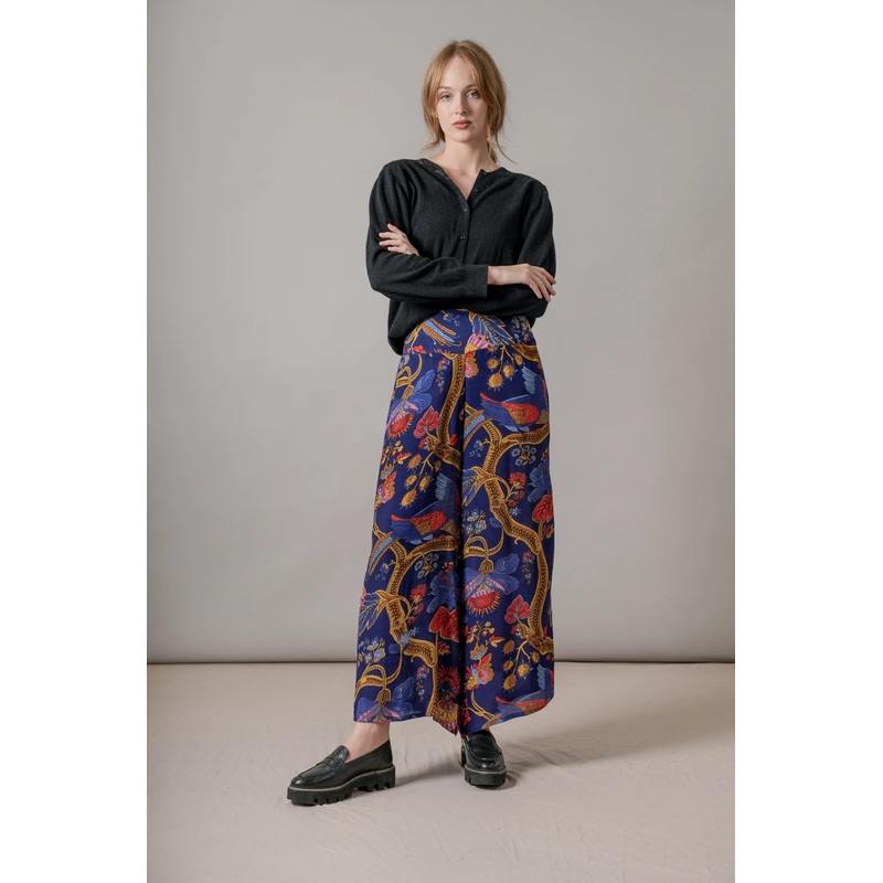 Climbing Peacock Royal Blue Crepe Palazzo Pants