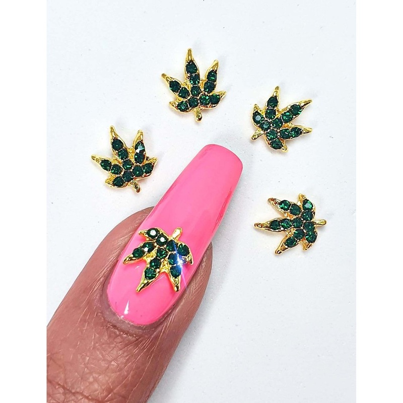 Gold Hemp Leaf Gems (5 Pcs)