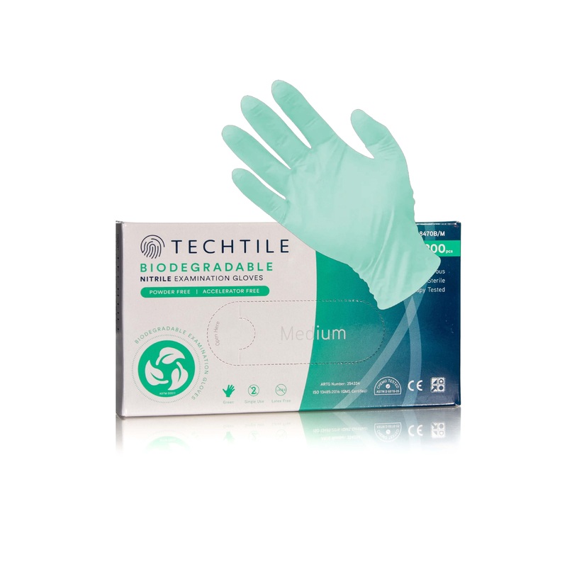 TECHTILE BIODEGRADABLE POWDER FREE NITRILE GLOVES 200 PIECES – MEDIUM
