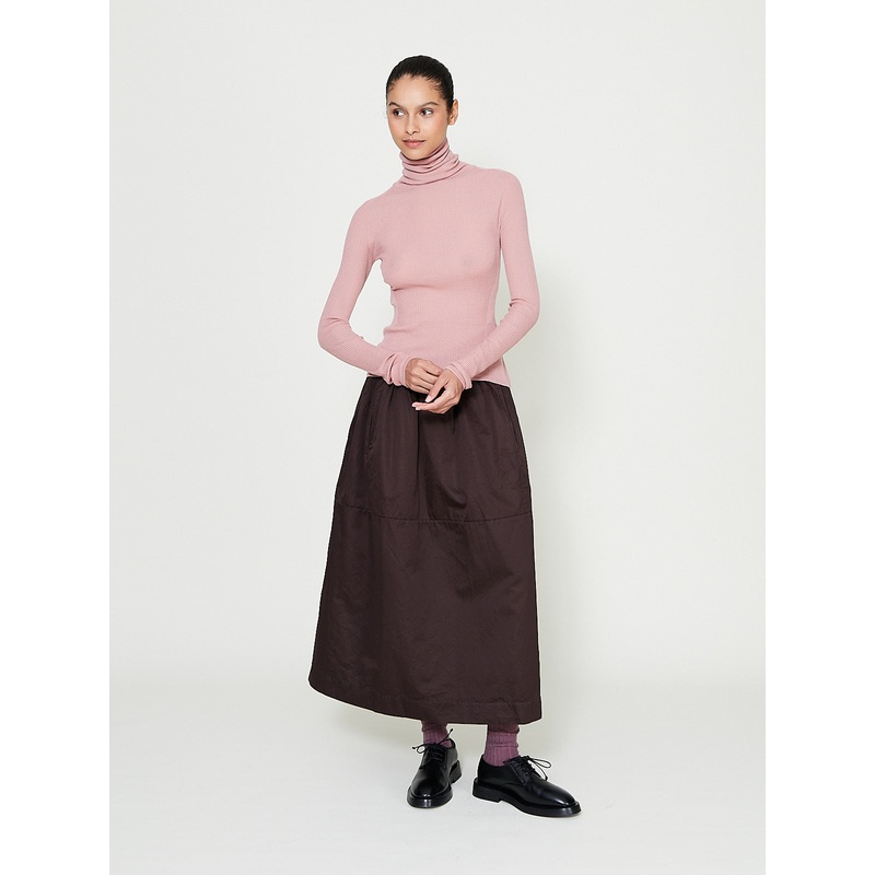 Rib Light Wool Turtleneck in Blush