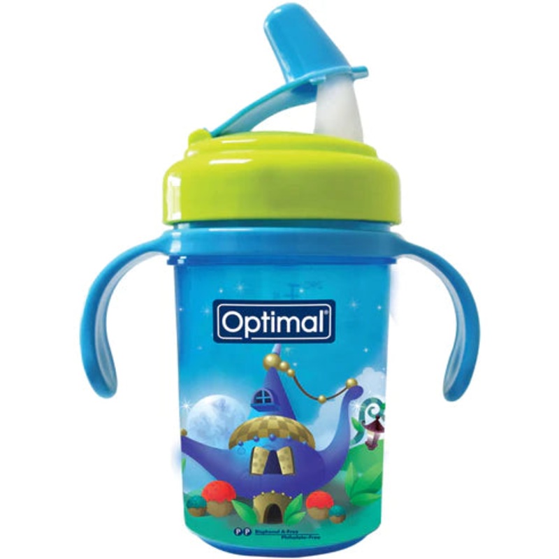 Optimal Non Spill Feeding Bottle With Handle 300Ml Blue ‘Green