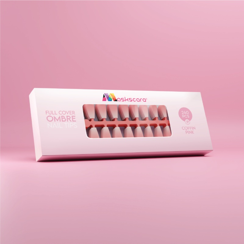 Full Cover Ombre Nail Tips – Coffin Pink 1P